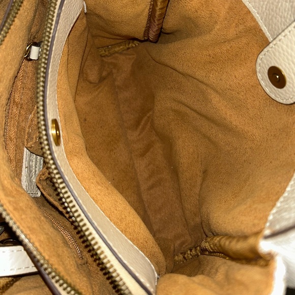 American Leather Co. Triple Entry Leather Auburn Crossbody- Cream Raffia - Picture 11 of 15